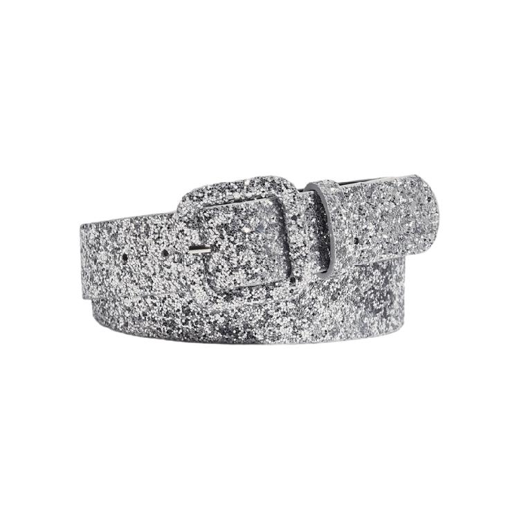 

Square Pin Buckle Belt for Adult Glittering Powder Simple Waistband for Pants Blingbling Waiststrap Elegant Waist Decors срібний