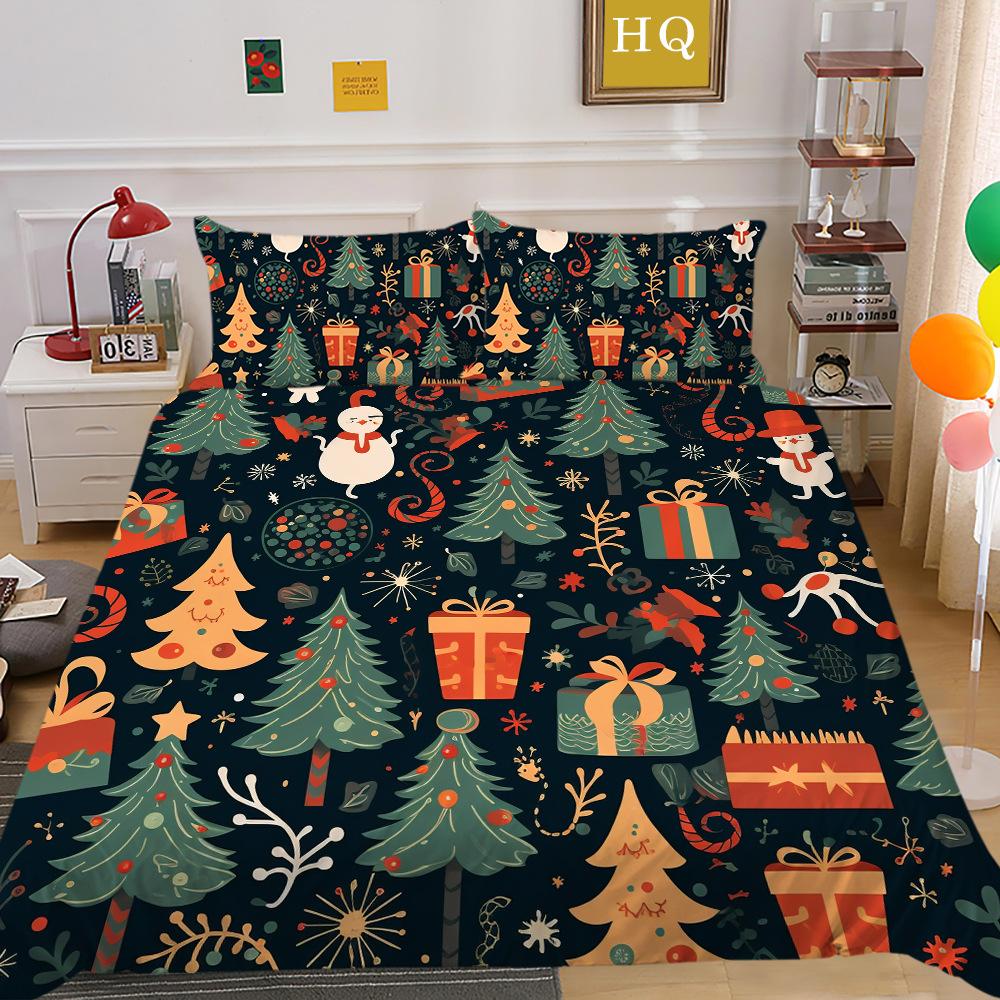 

Рождественская печать 3D-печать Полиэстеровая наволочка Пододеяльник Набор из двух или трех предметов EU Single 135*200