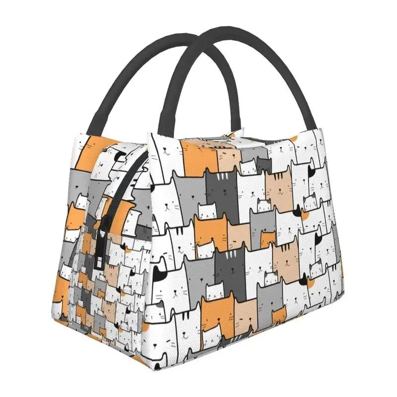 Geantă de prânz personalizată Pisici Kawai Femei Termică Izolată Cutie de prânz pentru Muncă Picnic sau Călătorie