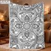 2D Flat Single-Piece Healing Style Coloring Theme Flannel Blanket, Adult Relax and Mindfulness Coloring Blanket, Warm Nap Blanket for Home and Office,