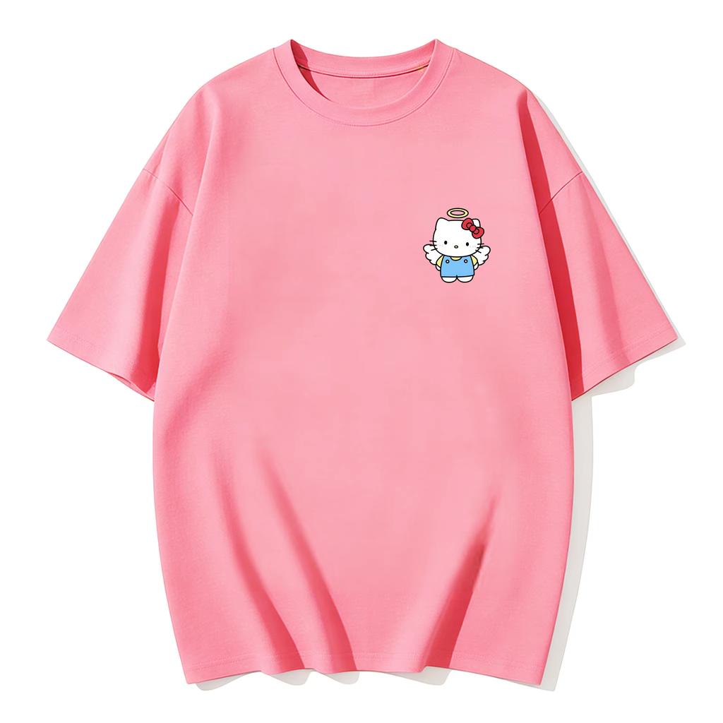 2026 new Summer HelloKitty Cute Graphic Tee Casual Short Sleeve Cotton Top for Women Girls Kawaii Cartoon Print Streetwear