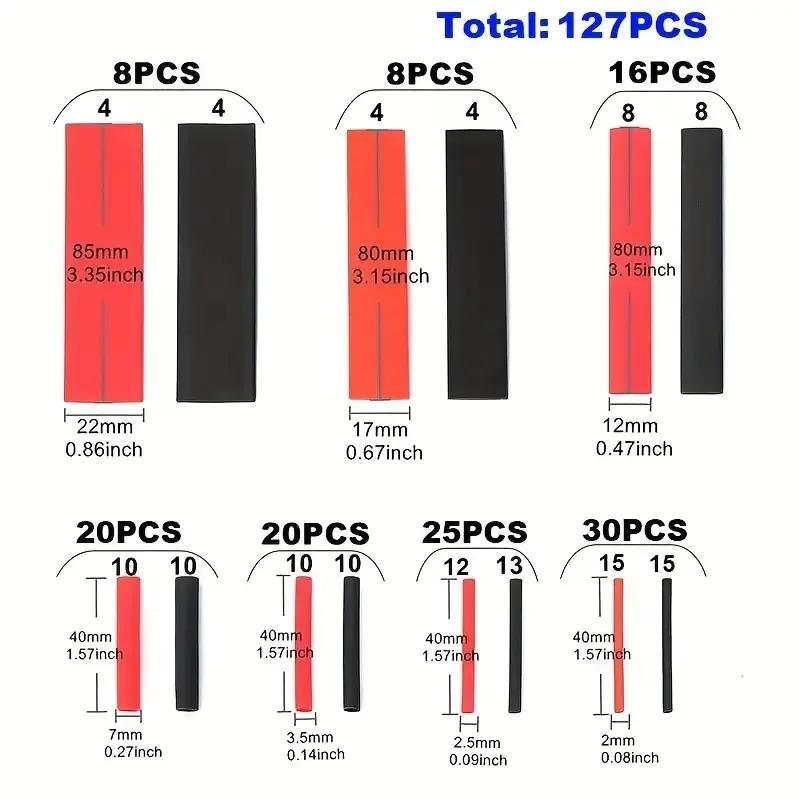 328/127pcs Colorful Heat Shrink Tubes 2:1 Accessories Polyolefin Tubes Car Cable Sheath Kit Data Cable Repair Home DIY Handcraft