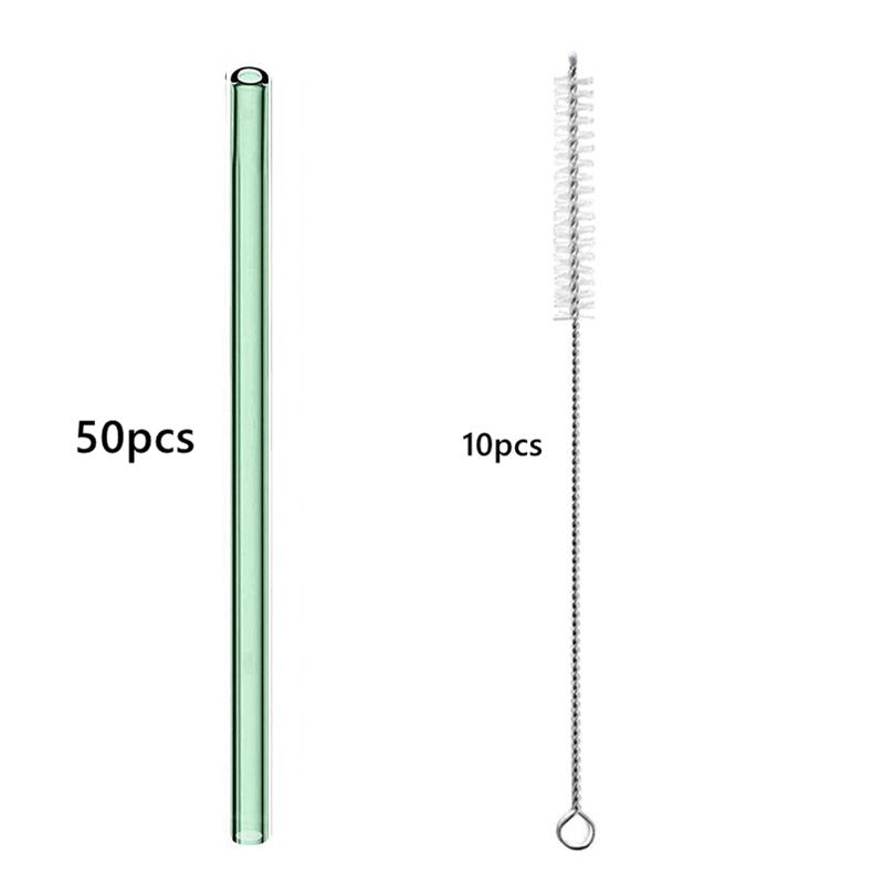 50PCS 20cm Reusable Straws Glass Drinking Straws Multi-color Eco-Friendly Straws for Cocktail Smoothies Bar Accessory Barware