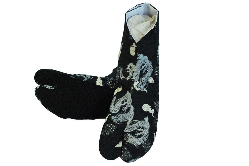 Musashino Uniform Samurai Tabi Black Dragon Socks, Unisex, Pattern, 091-kokuryuu (Size 28.0)