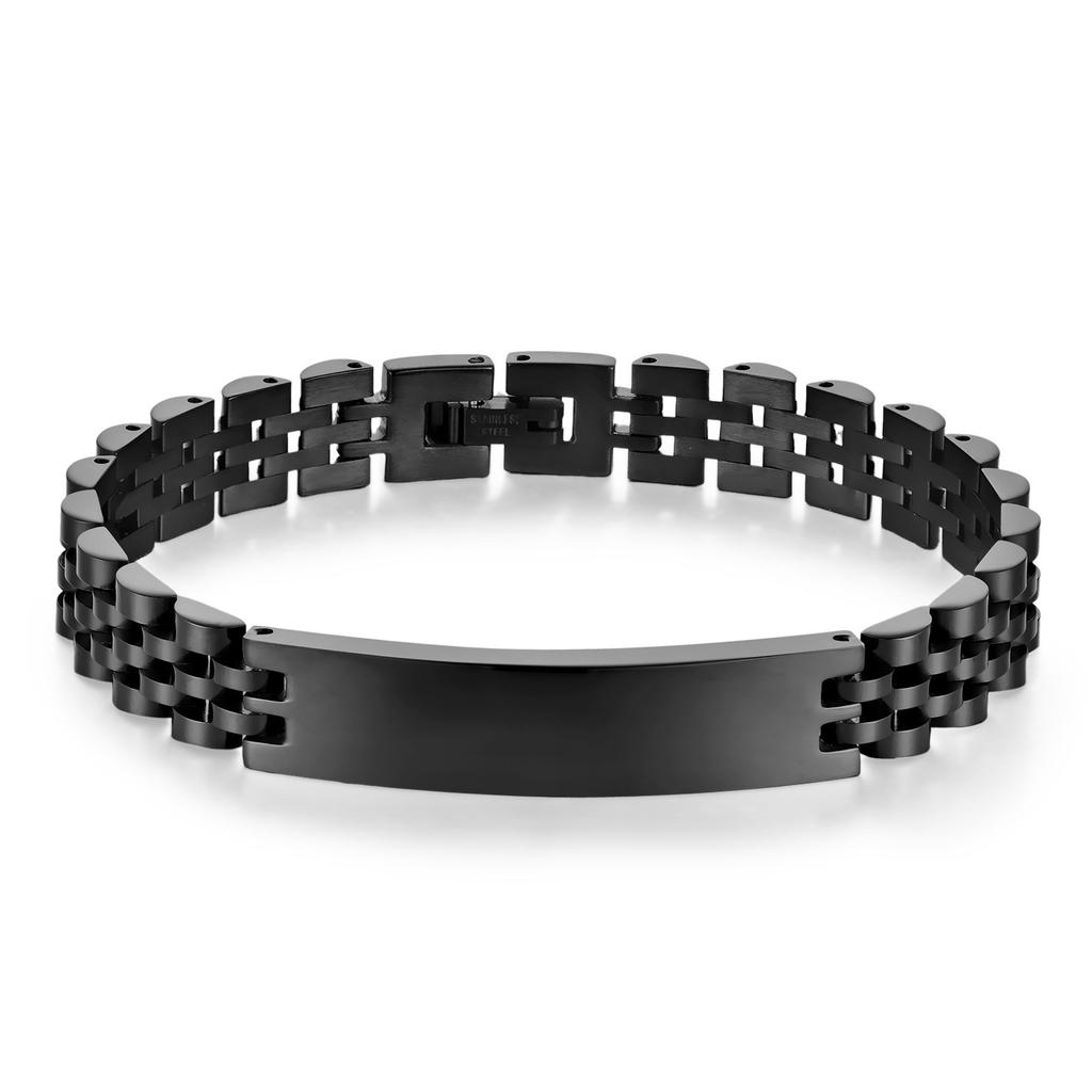 10mm Removable Stainless Steel Five-bead Strap Bracelet, Titanium Steel Non-fading Lettering Couple Curved Bracelet