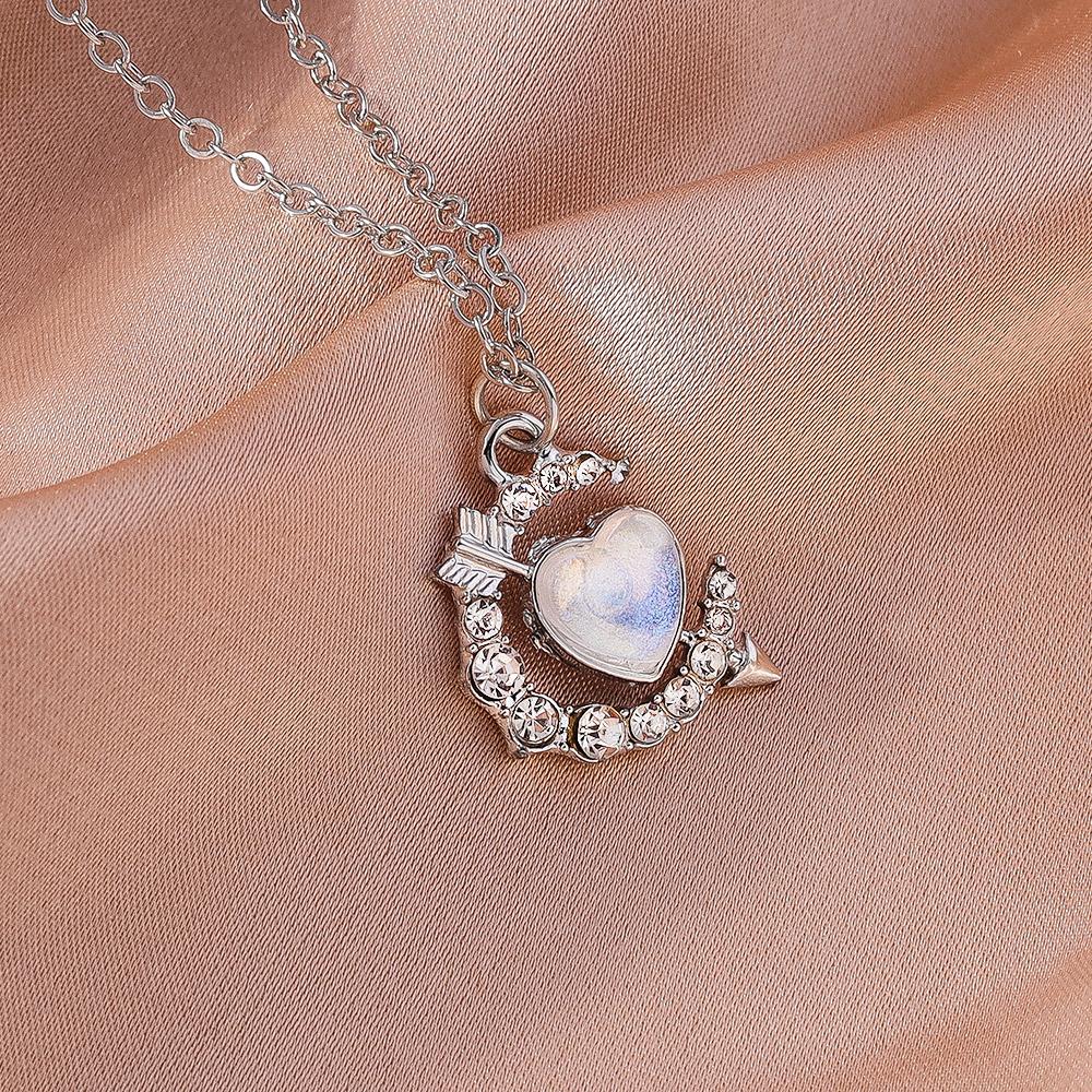 Exquisite Y2K Crystal Heart Pendant Necklace Chain for Women Girls Handmade Party Holiday Jewelry Gifts