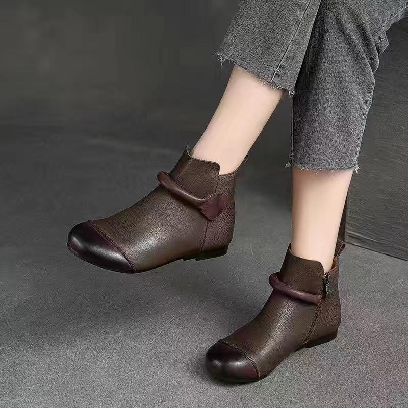 2025 Fall New Arrival: Thick-Soled Soft-Soled Comfortable Rubber Sole Ankle Boots for Women Women's Single Shoes Middle-Aged and Elderly Casual  Shoes