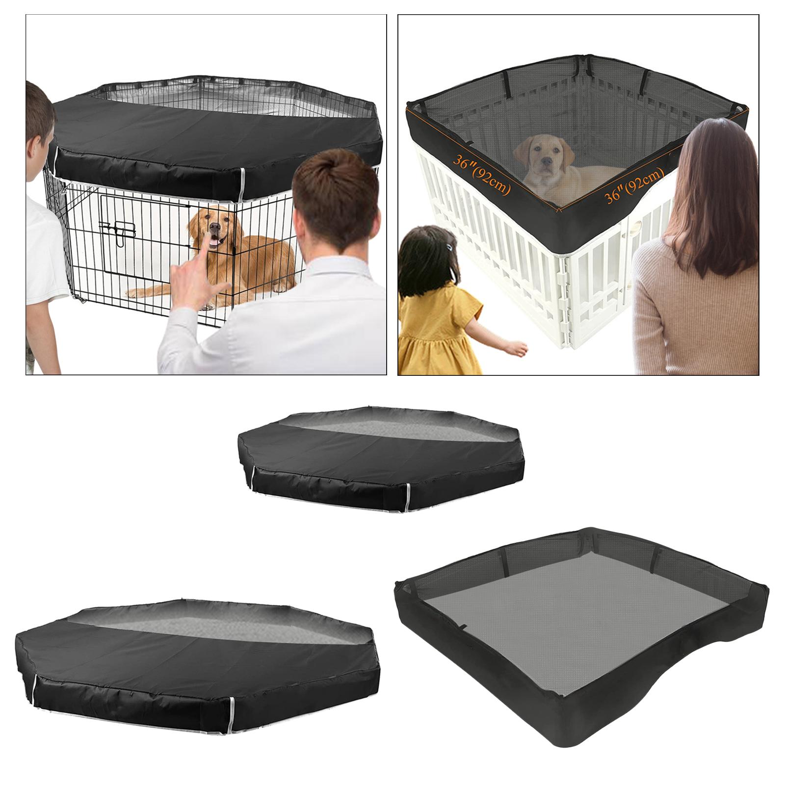 

Puppy Playpen Cover Sunproof with Adjustable Half Mesh Dogs Top Cover Foldable Mesh Fabric Top Cover for Outdoor Indoor 36inch