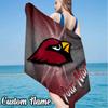Custom Name Cardinals football Beach Towel - Soft, Ultra-Absorbent Microfiber, Lightweight, Perfect for Beach, Parties, Travel, Camping