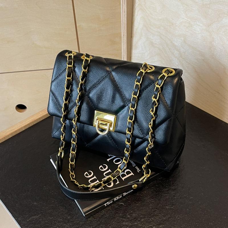 Bag Women's New Trendy Versatile Chain Rhombus Messenger Bag Premium Textured Shoulder Small Square Bag