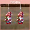 Santa Themed Christmas Claus Holding Tree Pattern Women Acrylic Earrings