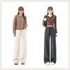MJ STYLE Women's Herringbone Fleece-Lined Straight-Leg Pants