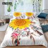 Sunflower Duvet Cover Set Queen Set Milk Cow Comforter Cover Black White Abstract Bedding Set Plant Leaf Polyester Quilt Cover