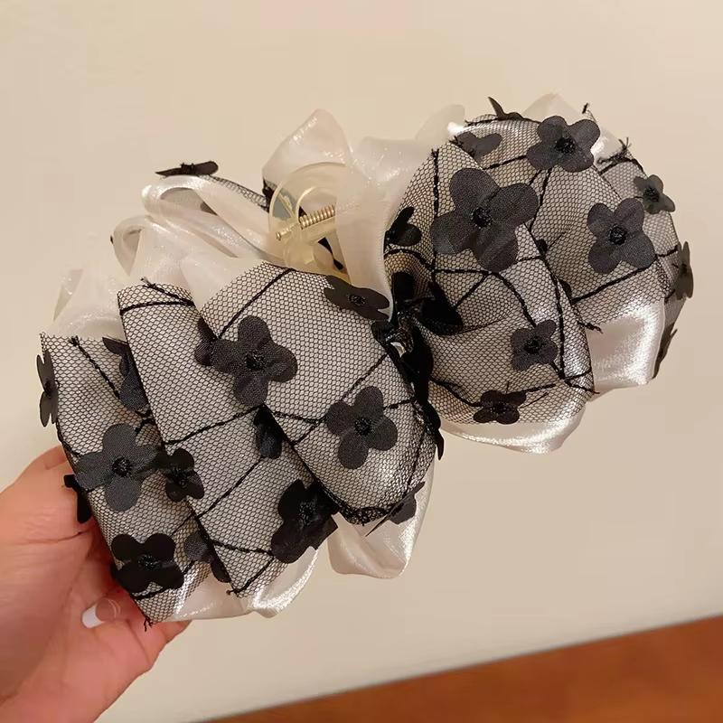 Mesh Flower Bubble Large Hair Clip for Woman Elegant Hark Clip Fashion Girl Bow Hair Clamp