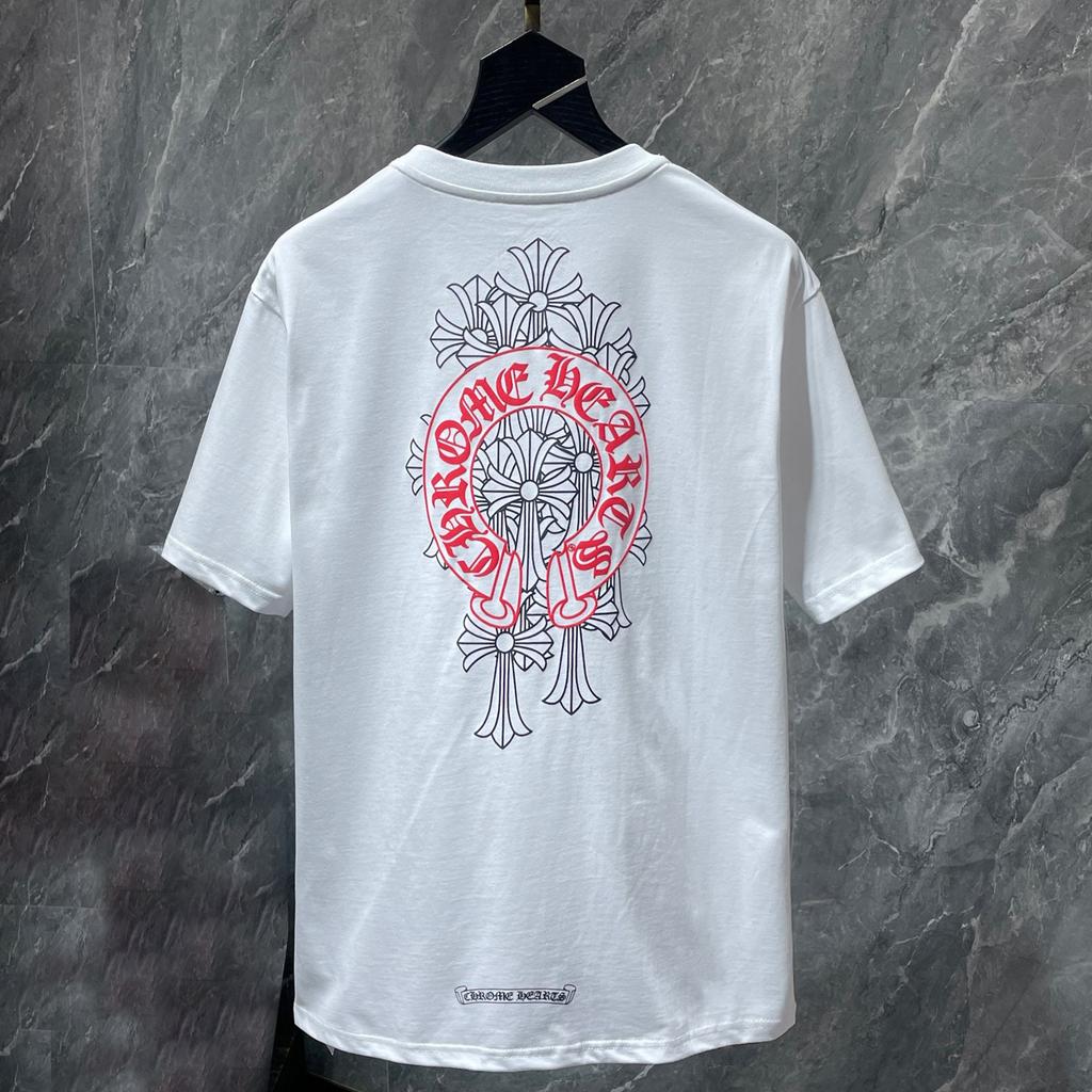 8015 CHROME HEARTS 2026 Sommar Ny Högkvalitativ Bomull Rund Hals Lös Stor Storlek Herr- och Dam-T-shirt Par-T-shirt