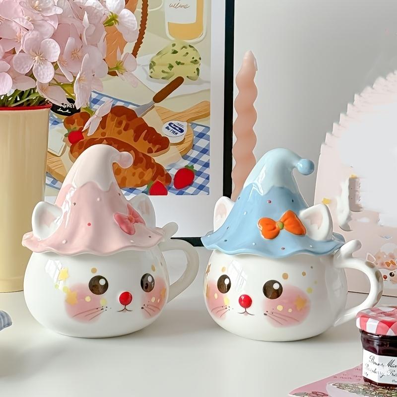 1pc Cute Cat Ceramic Mug with Lid, Handmade Multipurpose Coffee Cup, Insulated, Reusable Milk Cup, with Hand Wash Only, Ideal Gift for Christmas