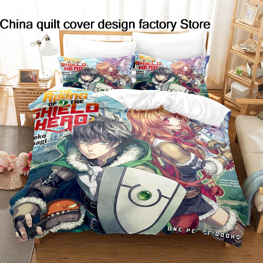 The Rising Of The Shield Hero Anime Bedding Set 3Pcs Isekai Manga Duvet Cover Set With Pillowcases For Teens Fans Bedroom Decor