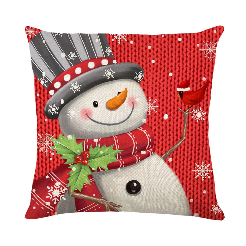 Weihnachts-Kissenbezug Polyester Weihnachts-Schneemann-Druck Heim-Kissenbezug Wohnzimmer Sofa Kissenbezug