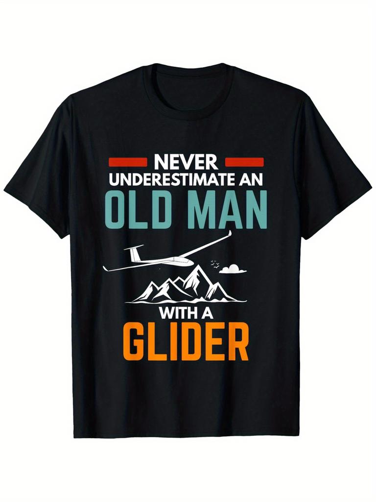 Never underestimate an elderly glider pilot Tshirt Retro aviation pattern Tshirt for glider pilots and paragliding enthusiasts