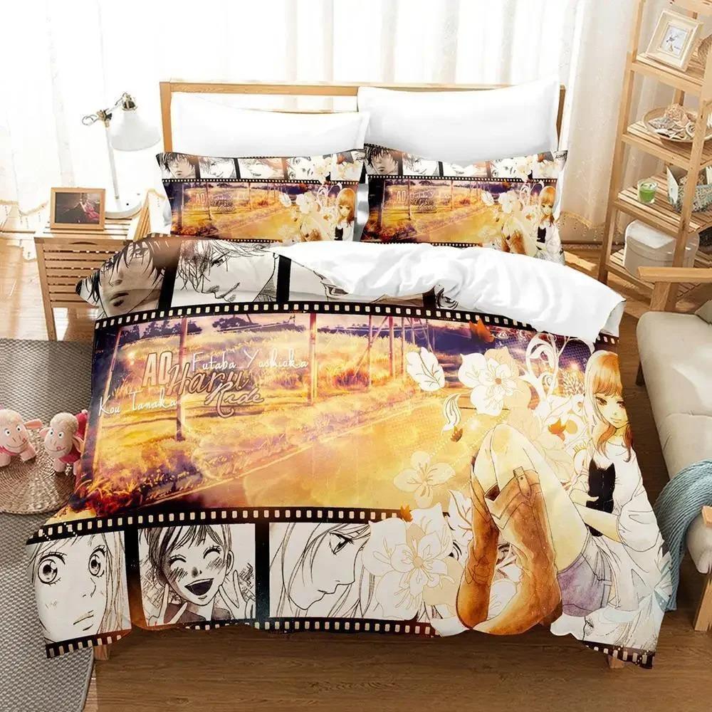 AO HARU RIDE Bettwäsche-Set, Einzel-, Zwillings-, Voll-, Queen- und King-Size-Bettset, Schlafzimmer für Erwachsene und Kinder, Bettbezug-Set, 3D-Druck, Anime-Bettlaken-Set
