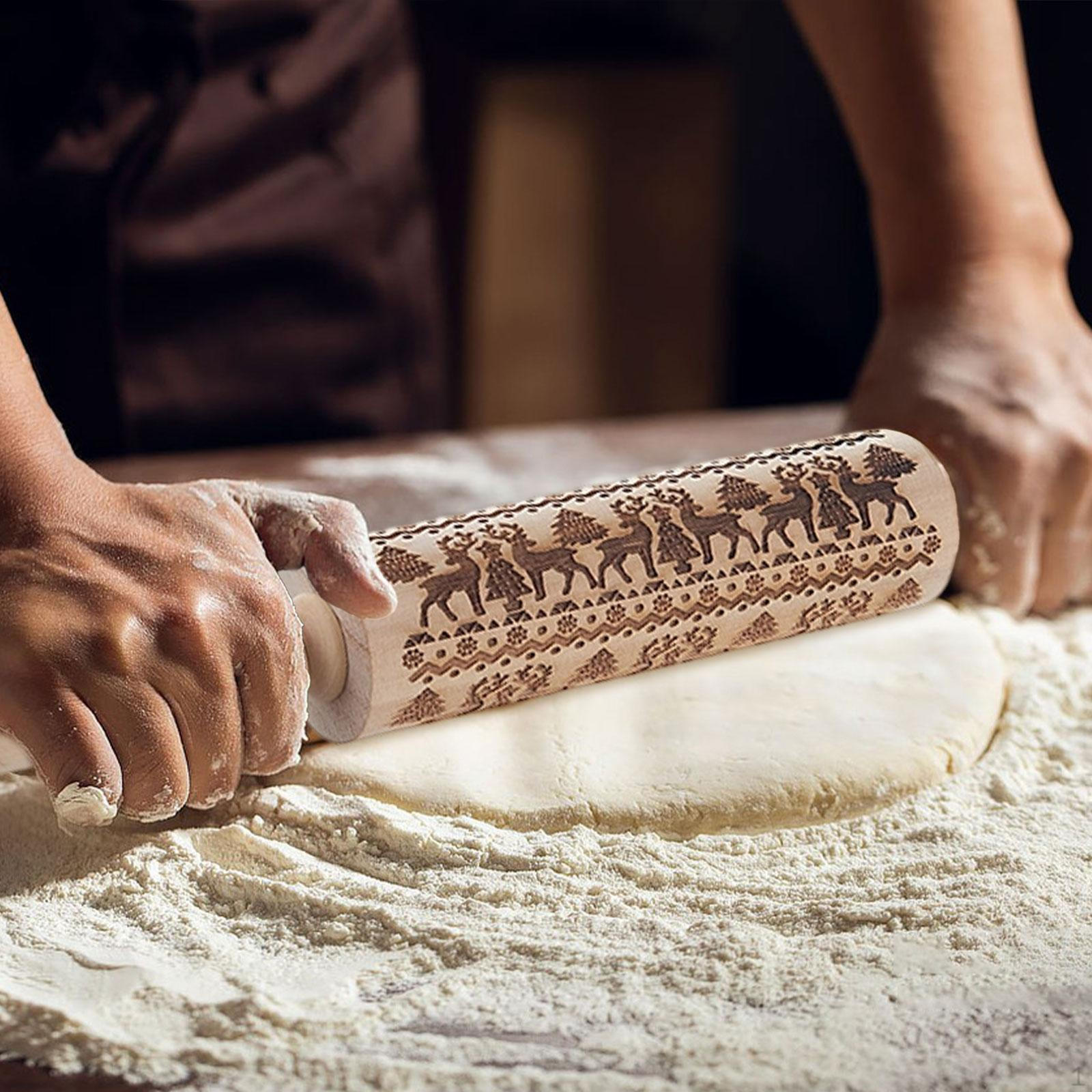 

Embossed Rolling Pin Cookie Stamps Roller Decor Tool for Cookies Baking to Decorate Pastry Biscuit Luli