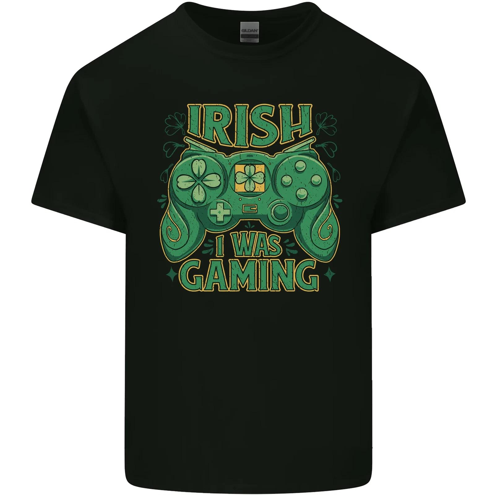 Irish I Was Gaming St Patricks Day Funny Gamer Kids T-Shirt Childrens 3XL