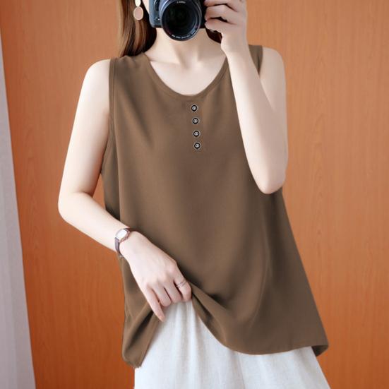 Dámské tílko s výstřihem do O-neck, bez rukávů, jednobarevné, volný střih, prodyšné, ležérní, na svátky, večírky, denní nošení