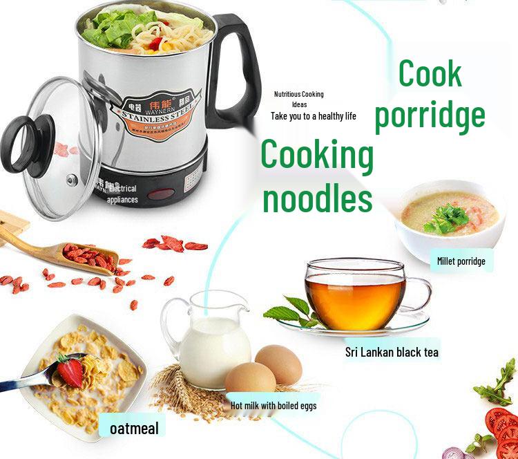 Tazza Elettrica Portatile in Acciaio Inossidabile per Bollire l'Acqua, Cucinare e Scaldare il Latte