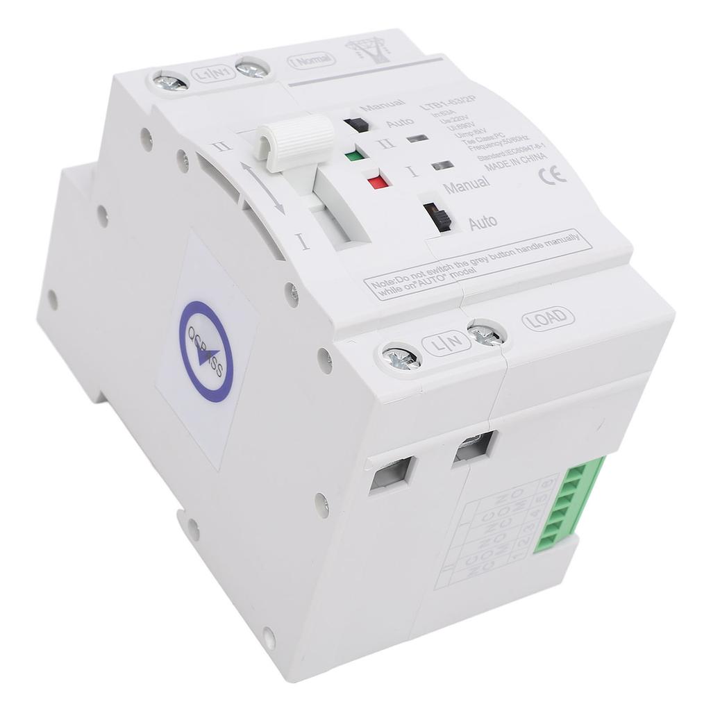 DIN Rail ATS Power Transfer   63A 2P Dual Power Automatic Transfer   Generator Commutator 50HZCelsius60HZ for Power Boxes