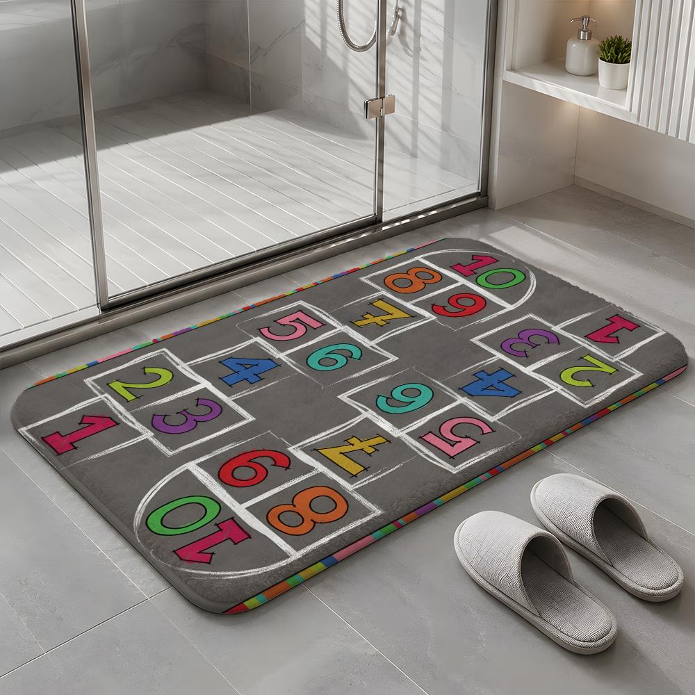 A-Alphabet Hopscotch Play Rug Floor Mat Soft Flannel Non-Slip Rug Washable Floor Mat for Living Room Bedroom Home Decor