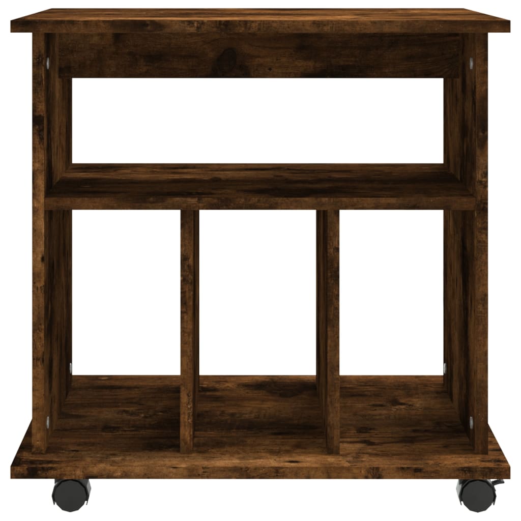 Mobile Filing Cabinet Smoked Oak Finish 60 X 45 X 60 Cm Engineered Wood