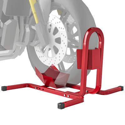 Metal Motorcycle Motorbike Wheel Chock Locking Stand System 17", 19", 21"/43, 48, 51 Cm Front Wheels Steel Adjustable Fixing Tyre Holder Support