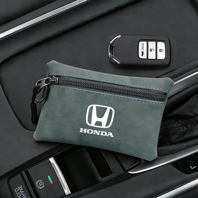 Leather Car Key Case Keychain Mini Storage Bag Zippered For Honda Jazz Pilot CRV Odyssey City Shuttle HRV CRX Civic FIT Accord XD9