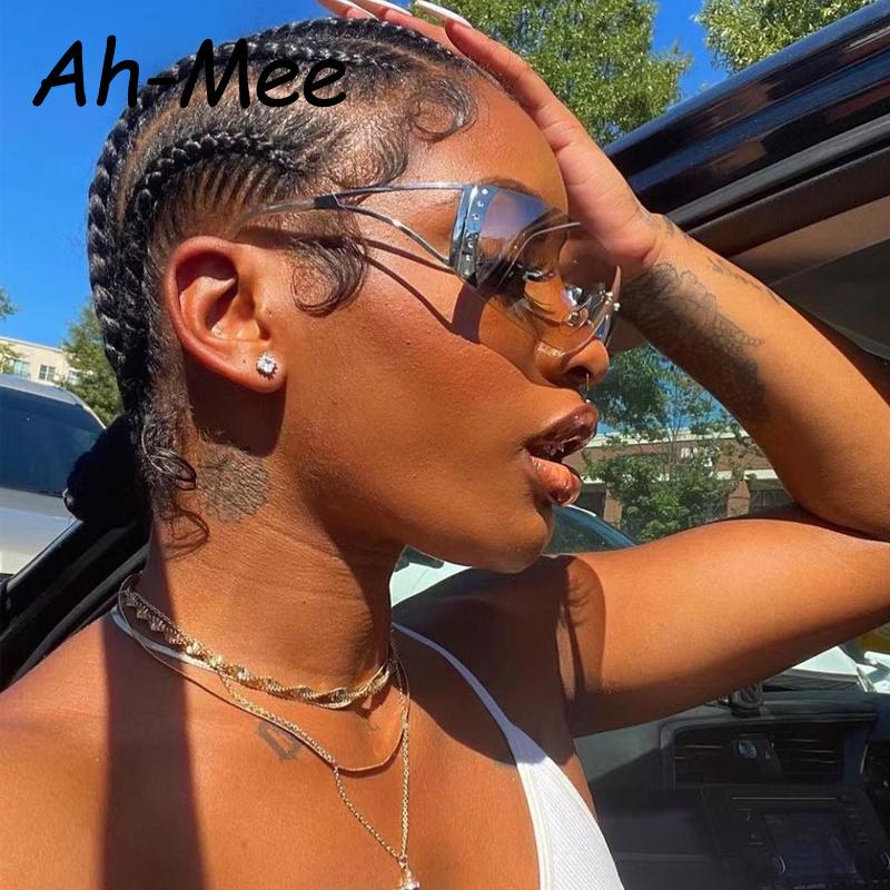 Fashion 2000s Vintage One Piece Sunglasses Women Y2K Wrap Around Retro UV400 Shades Punk Eyewear for Men and Women