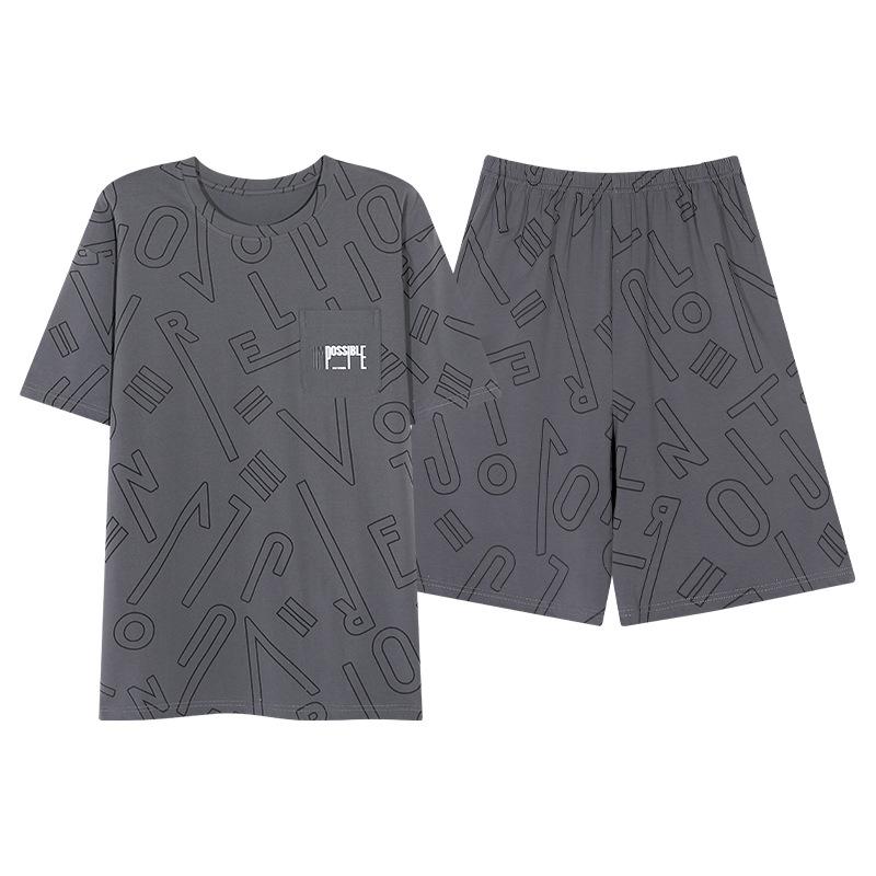 Men's pajamas summer cotton short-sleeved shorts summer thin casual large-size college student loungewear men's suit