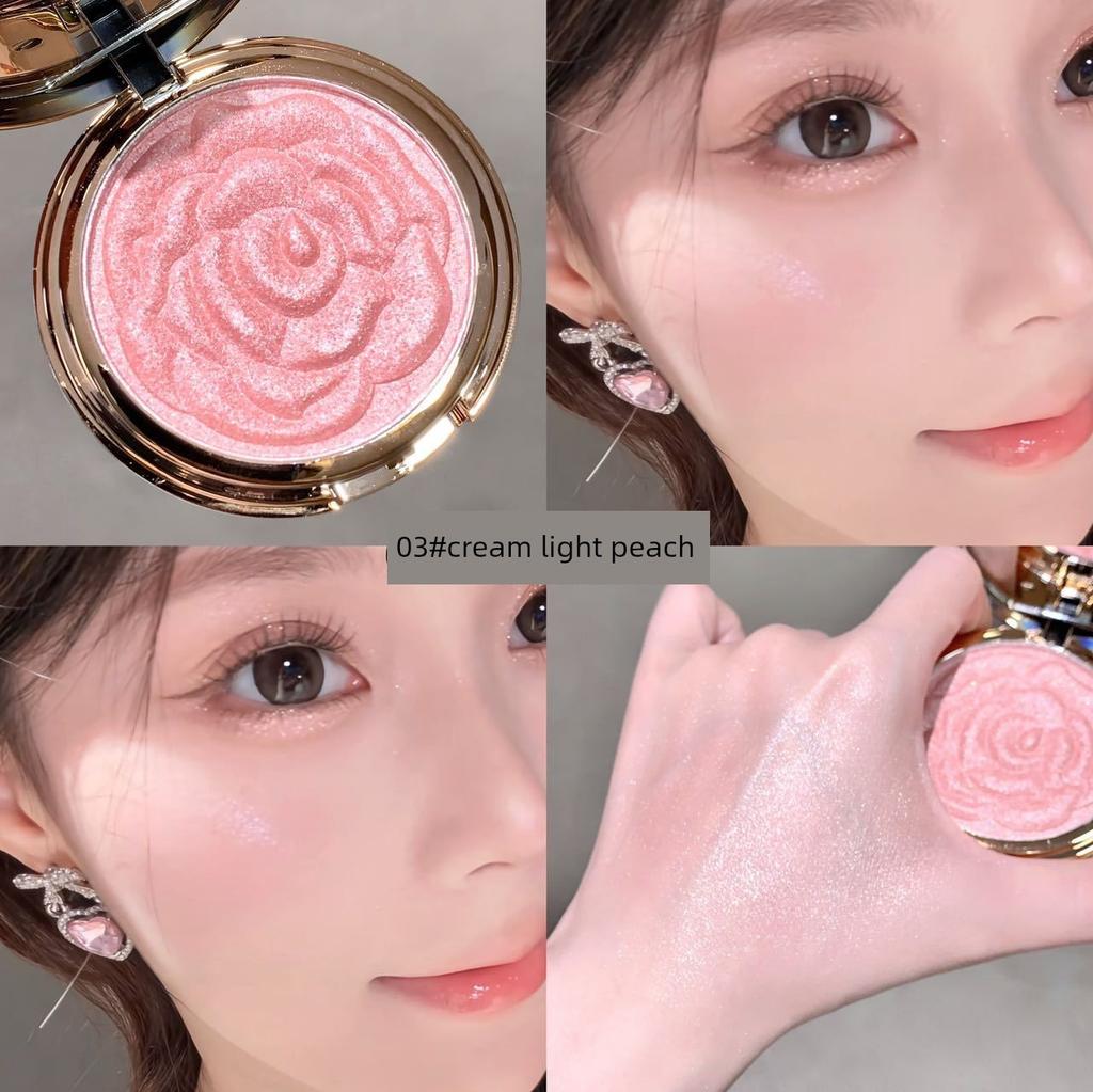 Embossed Rose-Shaped Blush for a Natural Nude Look, Brightening and Contouring for a Youthful Glow, Matte Blush Palette, High-Gloss, Non-Smudging