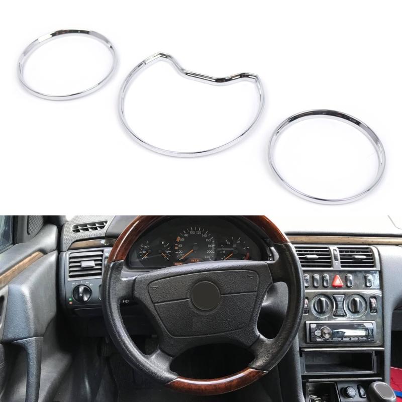 Chromes Silber Farbe Tachometer Messgeräte Zifferblätter Ringe Lünette Trim Für W202 W208 W210 Tachometer Ringe Rahmen
