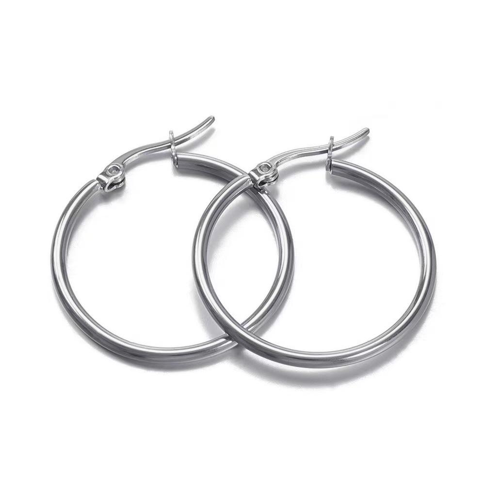 Trendy Stainless Steel Round Hoop Earrings for Men and Women 18K