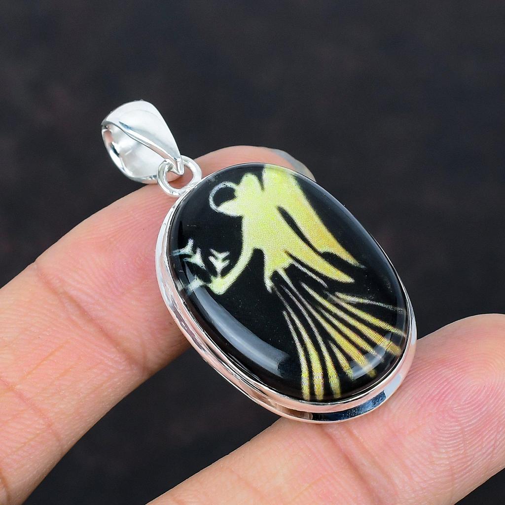 Virgo Zodiac Sign In Black Onyx Pendant 925 Sterling Silver Pendant Handmade Horoscope Jewelry Astrological Sign Necklace Gemstone Pendant