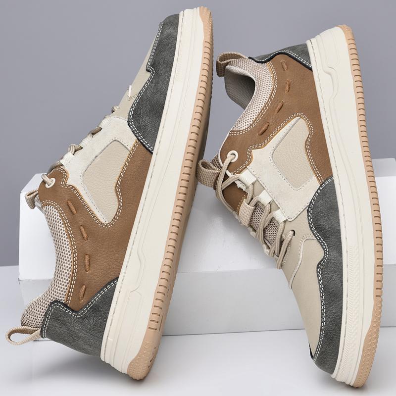 FashionGenuine Leather Casual Shoes Versatile Mens Vulcanized Shoes New Trend Comfort Skateboard Footwear Leisure Non-Slip Man Sneakers