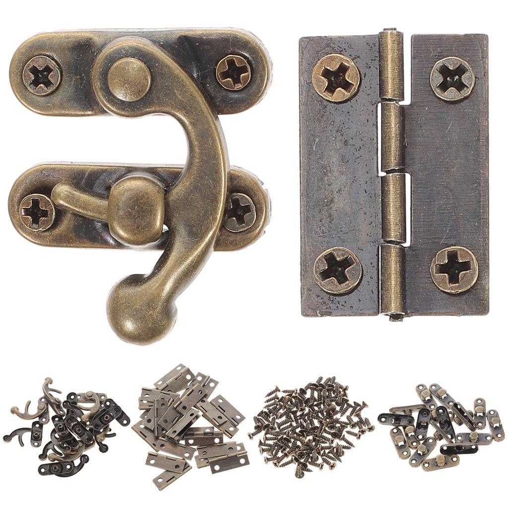 1Set Small Hinges for Wooden Box Vintage Cabinet Part Decorative Drawer Hinges Replacement Jewelry Box Hardware Kit