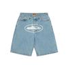 Pantaloncini in denim Corteiz Alcatraz da uomo con stella ricamata, lavaggio vintage, taglio dritto, casual, vita media