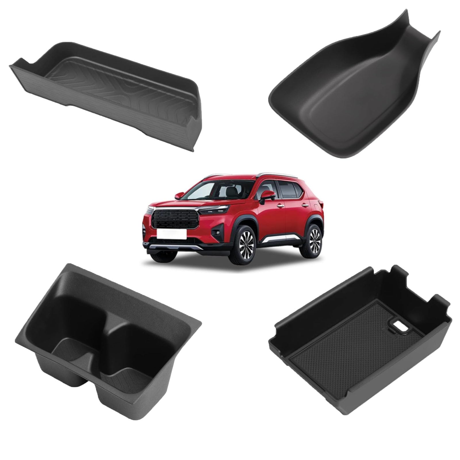 

LUCKEASY Центральный карман Подлокотник Бокс Подстаканник Центральная консоль Ящик для хранения ручного тормоза для Honda New WRV 2024 DG5 DG Включает Хранение Защитный и чёрный