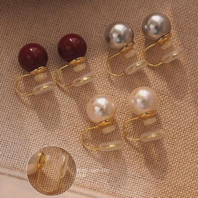 Shijiazhenduo Graue Perlenohrringe: Verbesserte Silikon-Ohrclips für Komfort und Stil