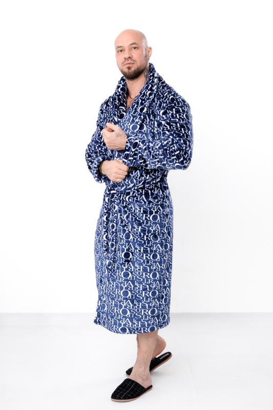 

Зручний чоловічий домашній халат – Теплий матеріал та функціональний пояс, Зима, 8619-035 HC L джинсовий синього кольору