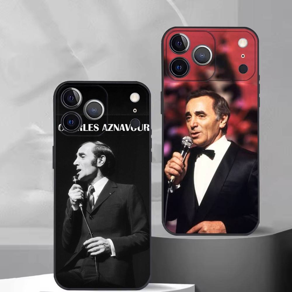 Charles Aznavour Music Phone Case For iPhone 17, 16,15,14,13,12,11 Plus,Pro Max, Others Soft Black Cover