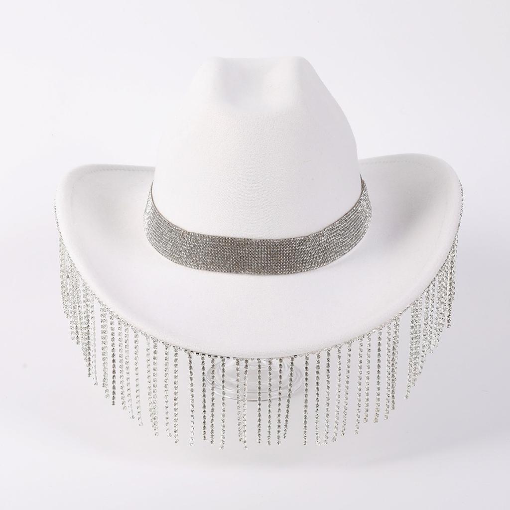 New rhinestone fringed cowboy hat carnival party western cowboy top hat women's top hat bullfighting hat