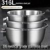 Food-Grade 316 Stainless Steel Bowl Set: Versatile Kitchen Basin for Washing, Beating, Kneading, Cooking & More