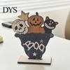 Minimalist Home Accessories Cute Halloween Black Cat Pumpkin Skull Decor, Vintage Boo Wooden Elegant Interior Ornaments Signs, Tabletop Decoration for