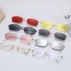Vintage Metal Sunglasses for Men Women Clear Lens Rectangle Small Oval Brand Shades Fashion Eyewear
